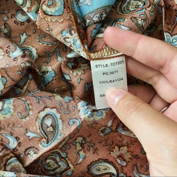 Gigio | Hannah Terracotta Clay Rust Bohemian Peasant Top Tassel Paisley Small - Picture 13 of 14
